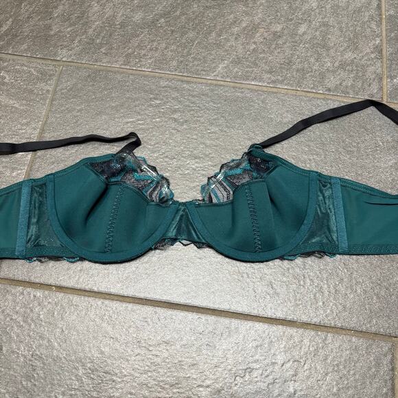 Savage X Fenty Shining Star Embroidered Half Cup Plunge Bra Wildflower Blue 36D - Picture 10 of 10